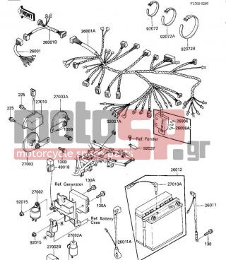 KAWASAKI - GPZ 1984 -  - CHASSIS ELECTRICAL EQUIPMENT - 27003-1058 - HORN,RH