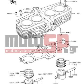 KAWASAKI - GPZ 1984 - Engine/Transmission - CYLINDER/PISTONS - 92043-1210 - PIN,OIL LINE