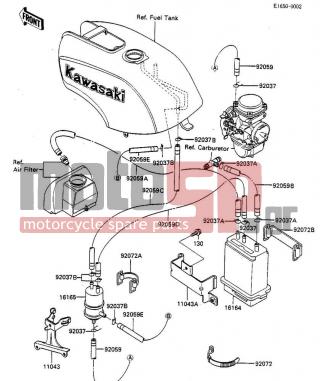 KAWASAKI - GPZ 750 1984 - Engine/Transmission - CANISTER - 92059-1501 - TUBE,5X10X430,RED