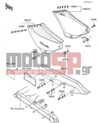 KAWASAKI - GPZ 750 TURBO 1984 - Εξωτερικά Μέρη - SIDE COVERS/CHAIN COVER - 36001-5288-H8 - COVER-SIDE,LH,EBONY