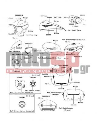 KAWASAKI - VULCAN® 1700 VOYAGER® ABS 2012 - Body Parts - Decals(White/Beige)(BCF)(CA,US) - 56069-1624 - PATTERN,RR TRUNK,LWR,LH
