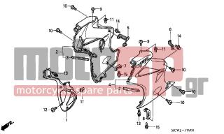 HONDA - VFR800 (ED) 2006 - Body Parts - LOWER COWL - 64510-MCW-D00 - STAY COMP., R. SIDE COWL