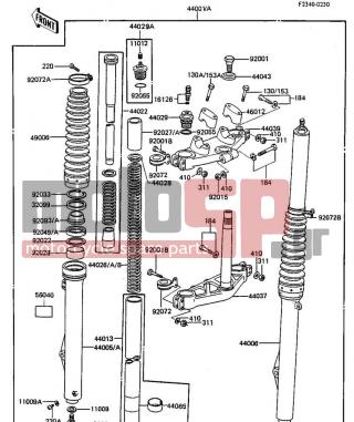 KAWASAKI - KDX250 1984 -  - FRONT FORK - 44006-1123 - PIPE-RIGHT FORK OUTER