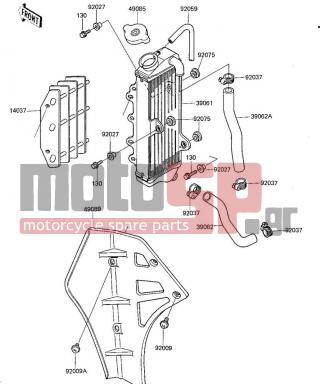 KAWASAKI - KX125 1984 - Engine/Transmission - RADIATOR - 92009-1286 - SCREW,6X10