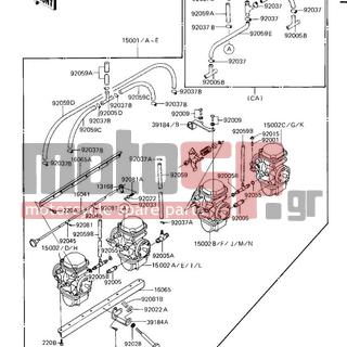 KAWASAKI - LTD SHAFT 1984 - Κινητήρας/Κιβώτιο Ταχυτήτων - CARBURETOR ASSY - 16033-016 - SCREW,PAN HEAD,5X14