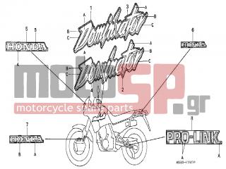 HONDA - NX650 (ED) 1988 - Body Parts - STRIPE/MARK - 87116-MN9-300 - MARK, RR. CARRIER