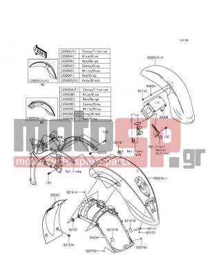 KAWASAKI - VULCAN® 900 CLASSIC LT 2012 - Body Parts - Fenders - 35004-5365-27P - FENDER-FRONT,EBONY/GRAY