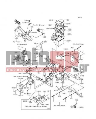 KAWASAKI - VULCAN® 900 CLASSIC LT 2012 -  - Frame Fittings - 11054-0120 - BRACKET,RELAY BOX