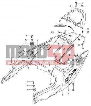 SUZUKI - SV650 (E2) 2003 - Body Parts - SEAT TAIL COVER (SV650K3/UK3) - 68161-16G00-YU8 - EMBLEM, 