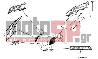 HONDA - SZX50 (X8R) (IT) 2001 - Body Parts - STRIPE (5) - 53255-GCM-H20ZB - MARK, HANDLE COVER *TYPE6*