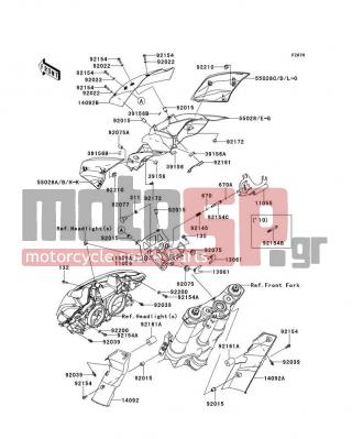 KAWASAKI - Z1000 2012 - Body Parts - Cowling(Upper) - 11055-1700 - BRACKET,METER