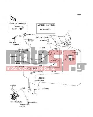 KAWASAKI - Z1000 2012 - Body Parts - Fuel Evaporative System(CA) - 92173-0736 - CLAMP