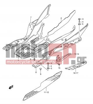 SUZUKI - AN400 (E2) Burgman 2006 - Body Parts - REAR LEG SHIELD - 48241-14G00-291 - MAT, REAR LH (BLACK)