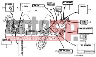HONDA - XRV750 (IT) Africa Twin 1992 - Body Parts - CAUTION LABEL - 87513-MV1-600 - LABEL, LUGGAGE CARRIER CAUTION