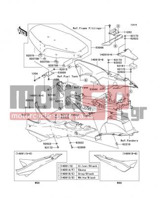 KAWASAKI - AN112 2011 - Body Parts - Seat - 14091-1412-14J - COVER,SEAT,RH,M.B.GRAY
