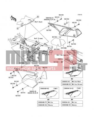KAWASAKI - CANADA ONLY 2011 - Body Parts - Side Covers/Chain Cover(T9F-TBF) - 36034-5279-266 - COVER-SIDE,LH,B.WHITE