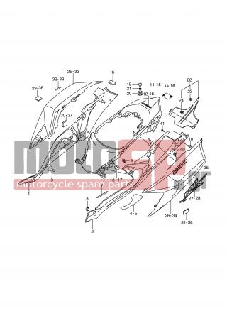 SUZUKI - GSX-R600 (E2) 2008 - Body Parts - FRAME COVER (MODEL K9) - 47810-37H00-019 - COVER, FRAME REAR LH (BLACK)