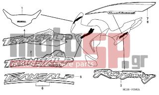 HONDA - XL650V (ED) TransAlp 2005 - Body Parts - STRIPE/MARK - 64226-MCB-670ZA - STRIPE, FR. SIDE COWL *TYPE1*