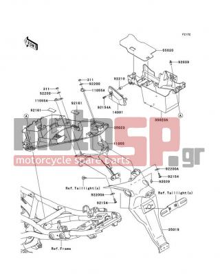 KAWASAKI - ER-6N (EUROPEAN) 2011 - Body Parts - Rear Fender(s) - 92210-0498 - NUT,WELL,5MM