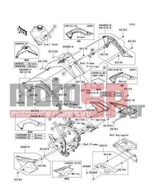 KAWASAKI - KLX®140 2011 - Εξωτερικά Μέρη - Side Covers/Chain Cover - 36001-0156-266 - COVER-SIDE,RR,RH,B.WHITE