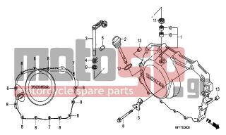 HONDA - XL700VA (ED)-ABS TransAlp 2008 - Engine/Transmission - RIGHT CRANKCASE COVER - 22825-MFF-D00 - RECEIVER, CLUTCH CABLE