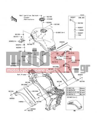 KAWASAKI - NINJA® 1000 2011 -  - Fuel Tank - 32052-0146-26M - BRACKET-TANK,F.M.GRAY