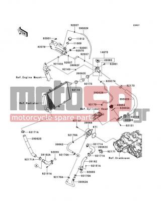 KAWASAKI - NINJA® 1000 2011 - Κινητήρας/Κιβώτιο Ταχυτήτων - Water Pipe - 92037-1505 - CLAMP,TUBE