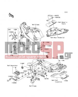 KAWASAKI - NINJA® 650R 2011 -  - Frame Fittings - 11054-0248 - BRACKET,FUEL TANK