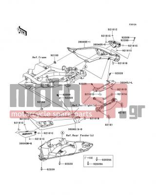 KAWASAKI - NINJA® 650R 2011 - Body Parts - Seat Cover(CAF/CBF) - 92161-0624 - DAMPER,TAIL LAMP L&R
