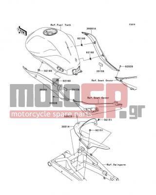 KAWASAKI - NINJA® 650R 2011 - Body Parts - Side Covers/Chain Cover - 36001-0143 - COVER-SIDE,LH