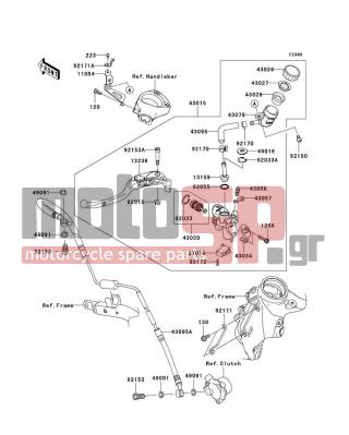 KAWASAKI - NINJA® ZX™-14 2011 - Κινητήρας/Κιβώτιο Ταχυτήτων - Clutch Master Cylinder - 92170-1091 - CLAMP,HOSE