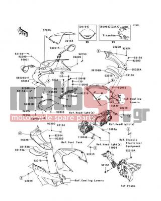 KAWASAKI - NINJA® ZX™-14 2011 - Body Parts - Cowling - 11054-0180 - BRACKET,UPP COWLING