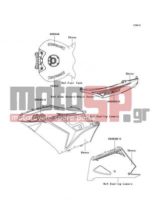 KAWASAKI - NINJA® ZX™-14 2011 - Body Parts - Decals(Ebony)(CBF) - 56069-0955 - PATTERN,TAIL COVER,LH