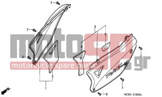 HONDA - XL650V (ED) TransAlp 2001 - Body Parts - SIDE COVER - 83531-MCB-610 - SEAT, L. SIDE COVER SILENCER