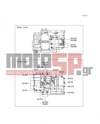 KAWASAKI - VERSYS® 2011 - Engine/Transmission - Crankcase Bolt Pattern - 92150-1301 - BOLT,6X38