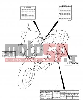 SUZUKI - DL1000 (E2) V-Strom 2002 - Body Parts - LABEL - 68319-29F40-000 - LABEL, WARRING (ITALIAN)