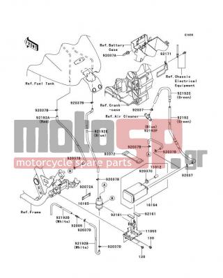 KAWASAKI - VULCAN® 1700 VAQUERO® 2011 - Body Parts - Fuel Evaporative System(CA) - 92037-147 - CLAMP,TUBE