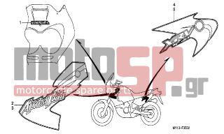 HONDA - XRV750 (ED) Africa Twin 2000 - Body Parts - STRIPE/MARK (3) - 87131-MAY-G20ZA - MARK, UPPER COWL *TYPE11*