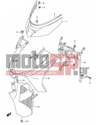 SUZUKI - AN400 (E2) Burgman 2006 - Body Parts - FRONT LEG SHIELD (MODEL K3/K4) - 48131-14G00-Y7L - COVER, FRONT LEG (BLACK)