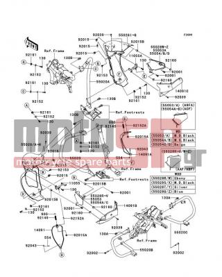 KAWASAKI - VULCAN® 1700 VOYAGER® 2011 -  - Guard(s) - 55028-0222-H8 - COWLING,LEG SHIELD,IN,LH,EBONY