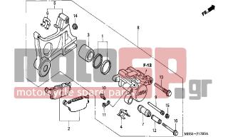 HONDA - VTR1000F (ED) 2002 - Brakes - REAR BRAKE CALIPER - 90180-MN8-006 - BOLT, FLANGE, 8X49