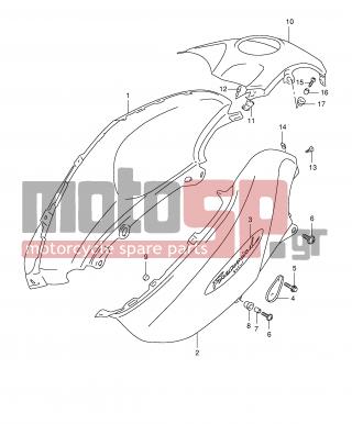 SUZUKI - XF650 (E2) Freewind 1997 - Body Parts - FUEL TANK COVER (MODEL X) - 09320-09026-000 - CUSHION