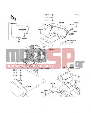 KAWASAKI - W800 (EUROPEAN) 2011 - Body Parts - Side Covers/Chain Cover(ABF-ACF) - 36034-5289-727 - COVER-SIDE,RH,M.D.GREEN