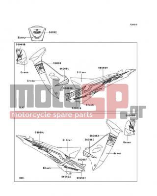 KAWASAKI - AN112 2010 - Body Parts - Decals(Green) - 56068-0742 - PATTERN,SIDE COVER,RR,LH