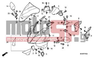 HONDA - VFR800 (ED) 2006 - Body Parts - UPPER COWL - 88110-MCW-D01 - MIRROR ASSY., R. BACK