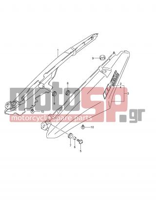 SUZUKI - DL650 (E2) V-Strom 2004 - Body Parts - SEAT TAIL COVER (MODEL K4) - 45501-27G00-YDZ - COVER ASSY, SEAT TAIL RH (SILVER)