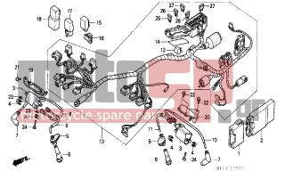 HONDA - XRV750 (ED) Africa Twin 1996 - Electrical - WIRE HARNESS/ IGNITION COIL (2) - 30701-MN8-010 - CAP ASSY., NOISE SUPPRESSOR