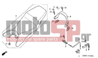 HONDA - CBR600F (ED) 2006 - Body Parts - SEAT - 77242-MAT-000 - STAY, SEAT LOCK CABLE