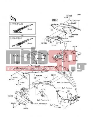 KAWASAKI - FURY 125R 2010 - Body Parts - Side Covers/Chain Cover - 14091-0774 - COVER,TAIL,LH,LWR