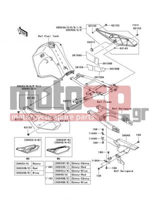 KAWASAKI - KLR™650 2010 - Εξωτερικά Μέρη - Side Covers/Chain Cover - 39156-0184 - PAD,SIDE COVER,RH,LWR,FR